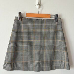 Aritzia Plaid Mini Skirt - Gray and Yellow